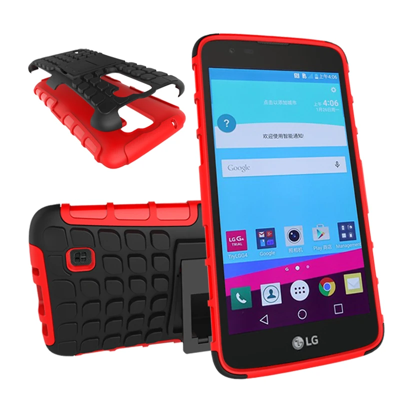 Silicon + Plastic 2 in 1 Dual Layer Shockproof Stand Phone Protection Case Cover For LG K7 | Mobile Cases &amp Covers