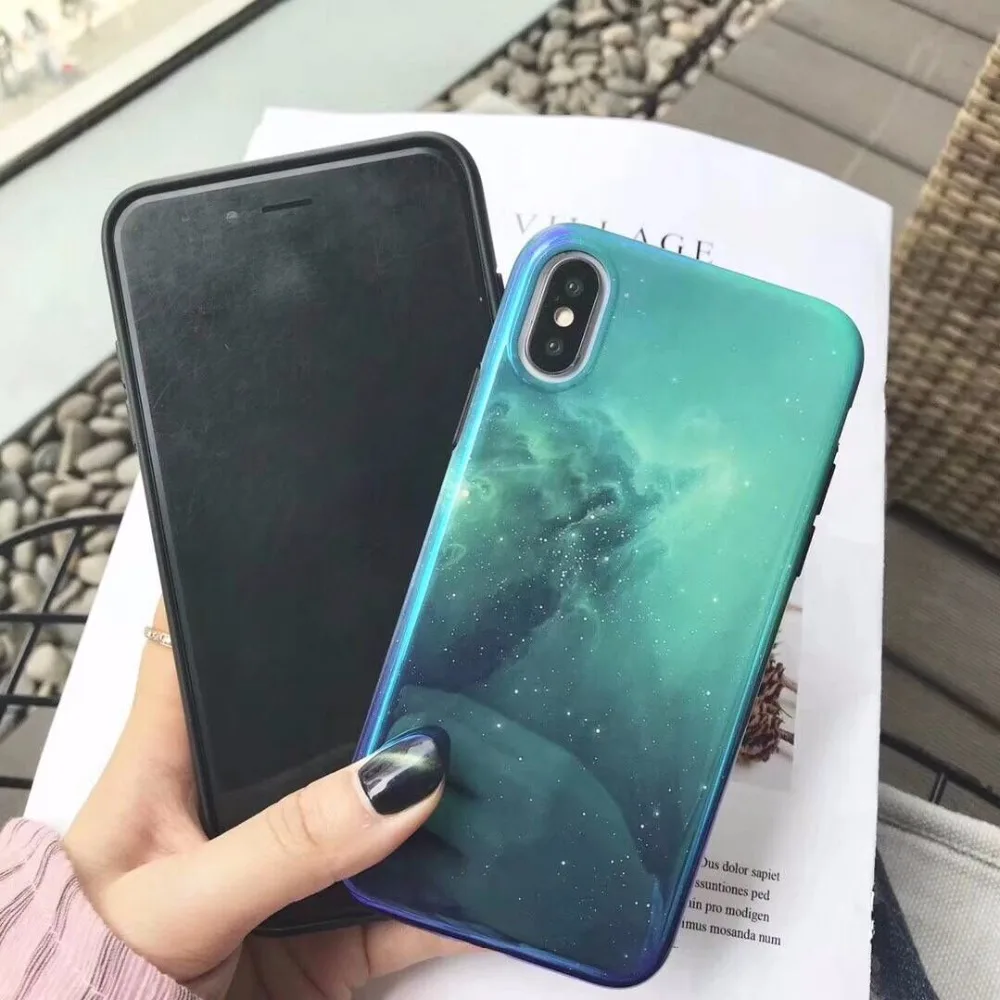 Чехол Triseoly для iPhone X 8 7 6 Plus отражающая поверхность с синим звездным небом чехол 6S