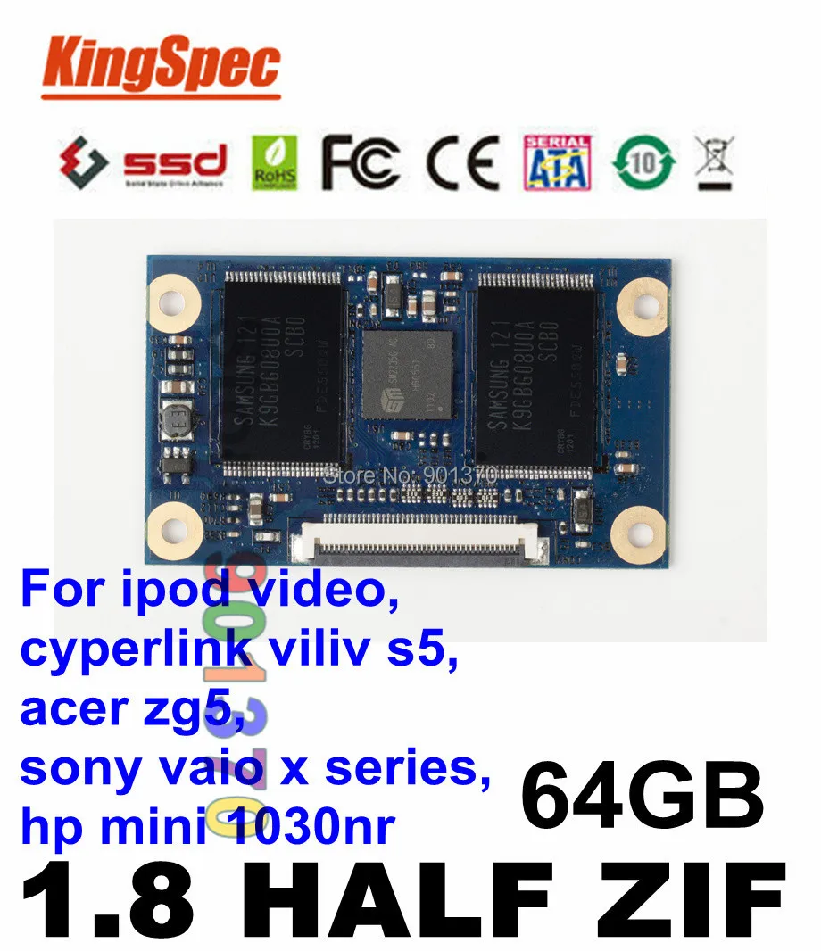 KingSpec 1.8 &quotдюймовый половина ZIF zif2 ce модуль MLC 64 ГБ 4 канала для дома HD плеер