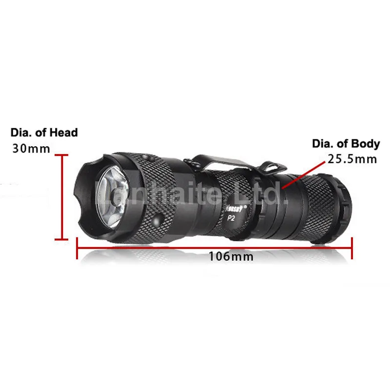 Hugsby P2 Cree XR E Q5 230 люмен 3 режимный светодиодный фонарик черный (1xAA/1xCR123 /