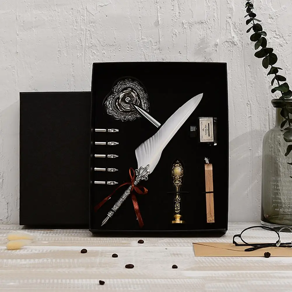 Изысканная ретро ручка с птичьим пером набор Dip Pen Sign Kit идеальный подарок Quill