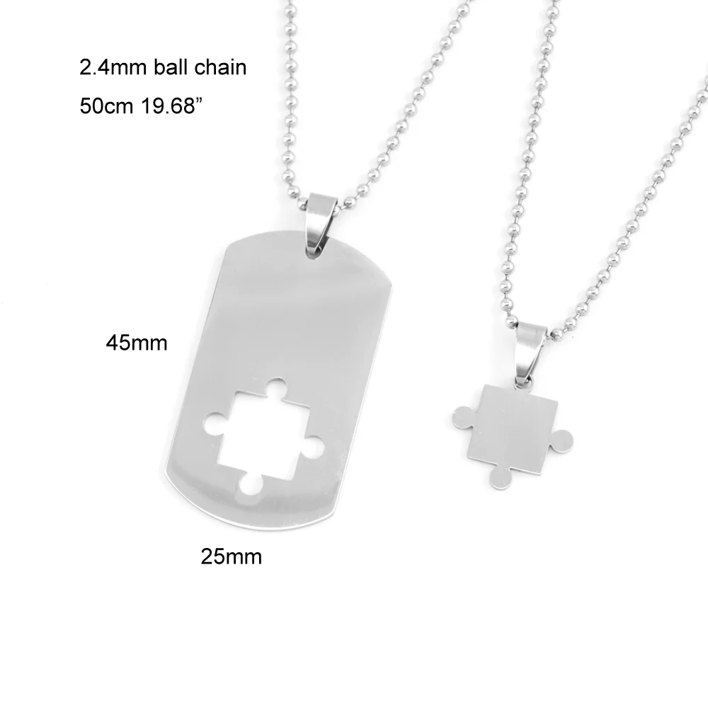 Нержавеющая Сталь Dogtag головоломки паззлы Шарм пустые металлические теги Подвески для лучших друзей цепочки и ожерелья зеркало Pilished 10 шт