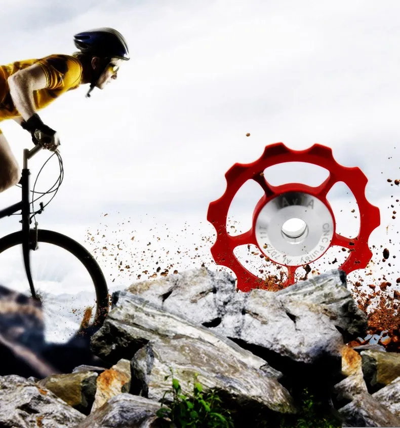 11 T Сверхлегкий Алюминиевый сплав MTB велосипед Подшипник опорный ролик Задний переключатель Шкивы