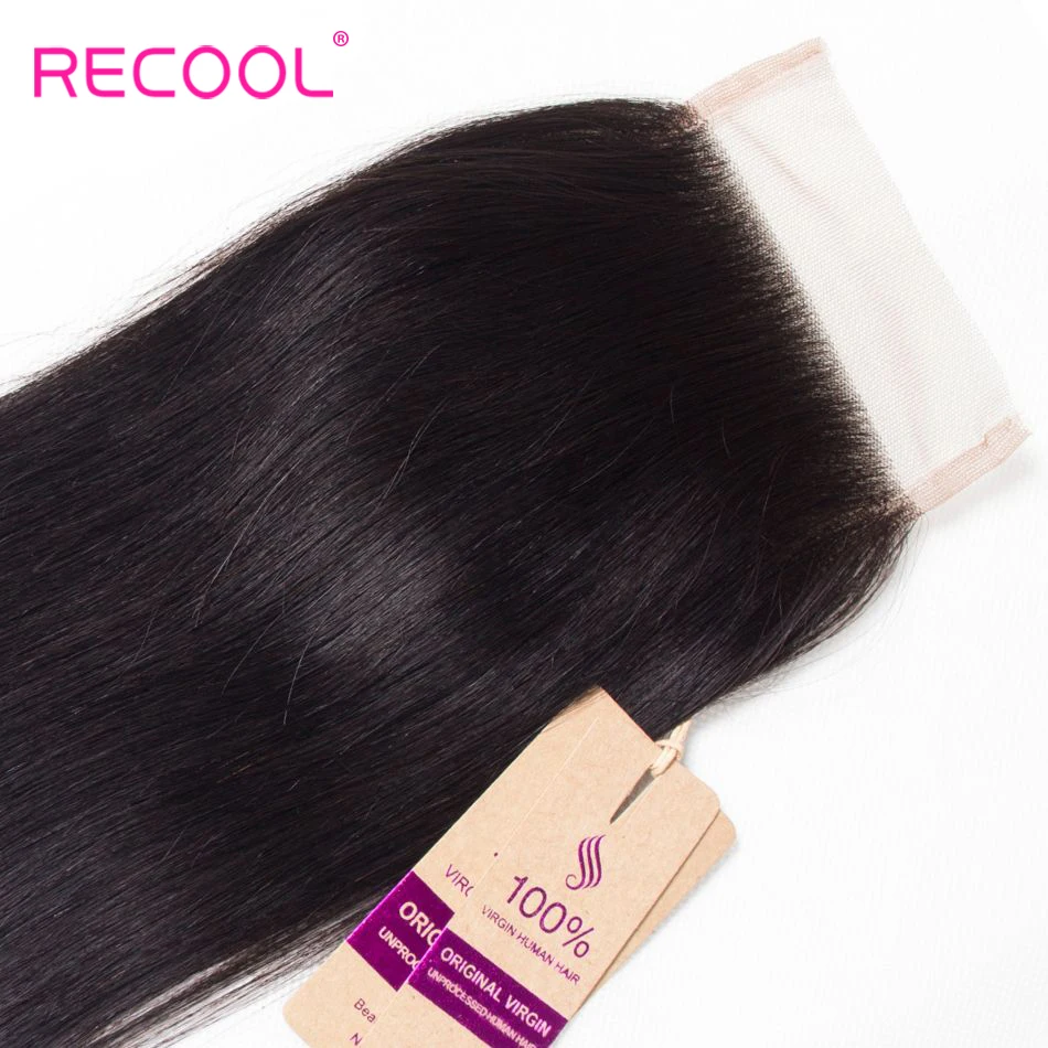Recool бразильские прямые волосы HD прозрачное кружево Закрытие