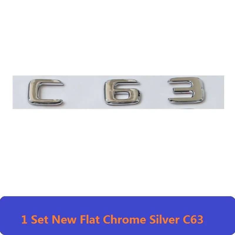 C63 Плоская хромированная эмблема W204 W205, наклейка C200, C250, C300, C350, C63, автомобильная эмблема, эмблема, звезда, логотип, Эмблема для Mercedes Benz, AMG - Цвет: C63