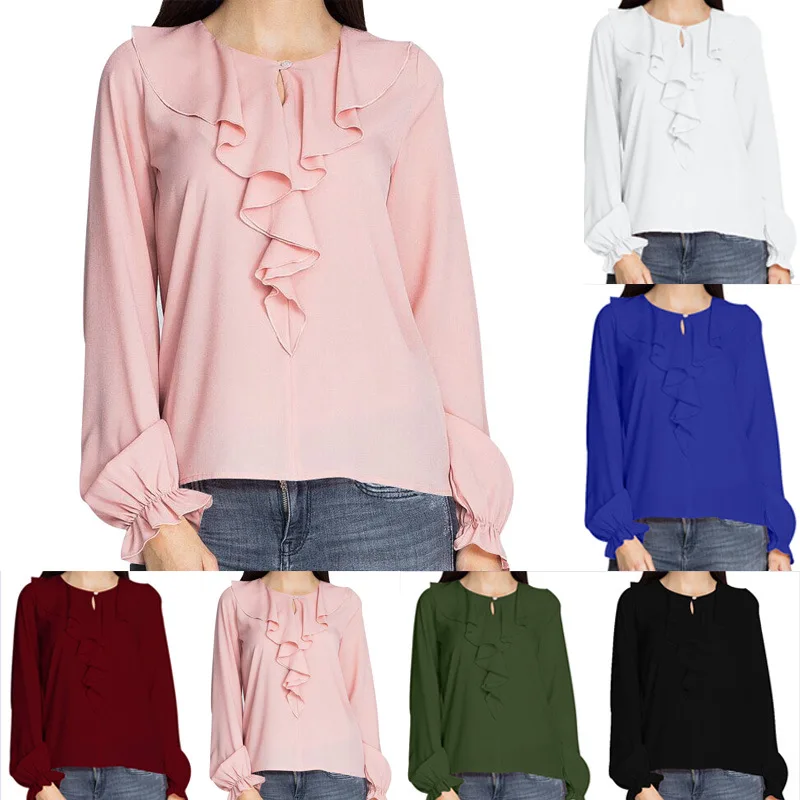 Zmvkgsoa chiffon 6 цветов шифоновая блузка с длинными рукавами хит продаж милые
