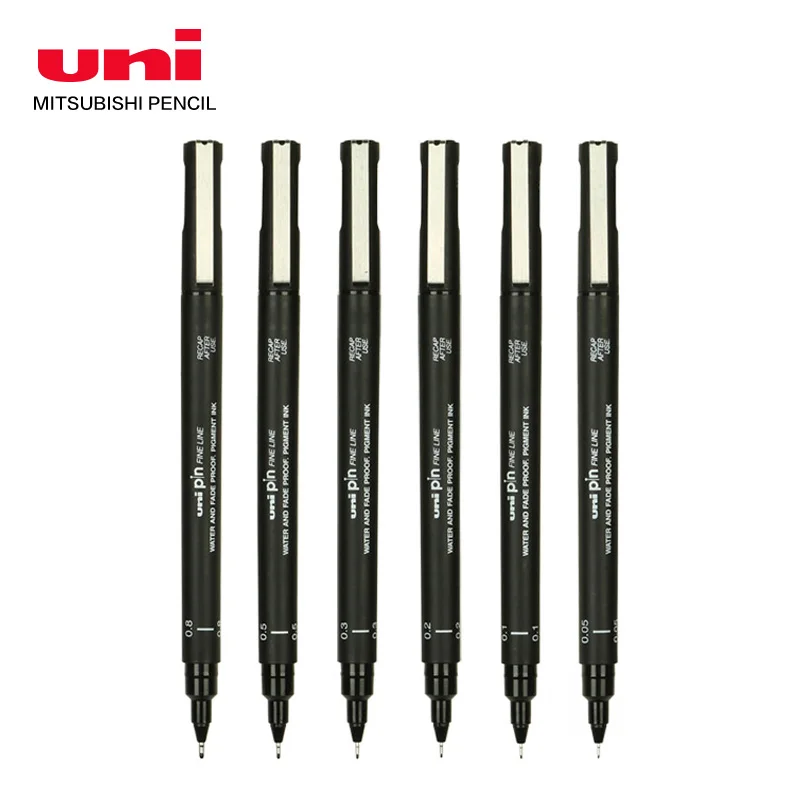 UNI PIN тонкие иглы ручки волоконный наконечник профессиональные ручки для рисования водонепроницаемые тонкие наконечники для эскизов инженерные маркеры PIN-200