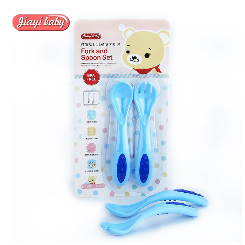 Jiayi baby 2 шт./компл. детская посуда ложки для младенцев вилки мягкая Нескользящая