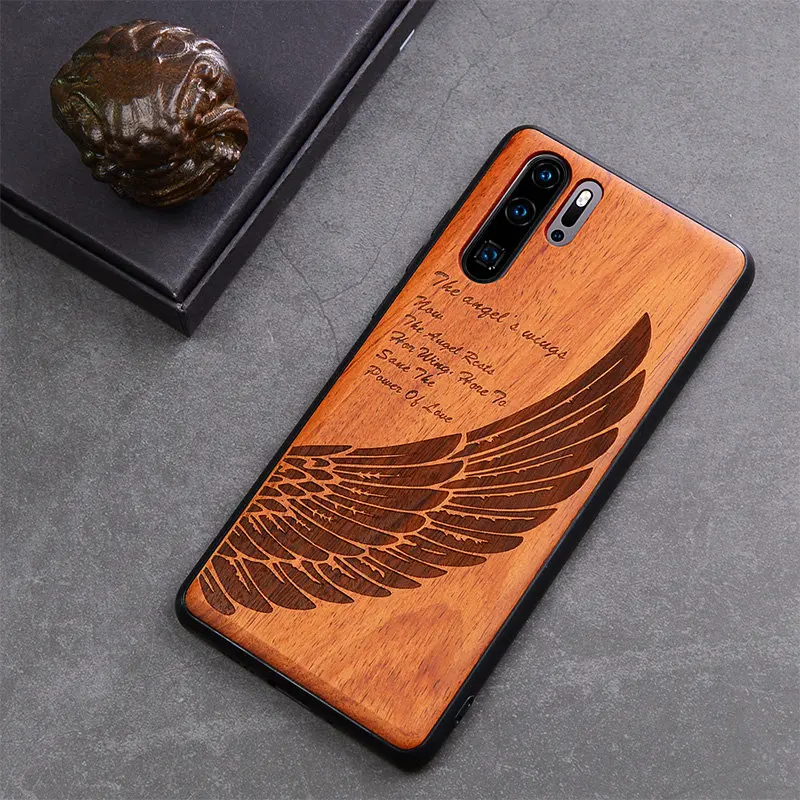 Чехол для телефона с резной розой Huawei P30 Pro Деревянный Цветочный чехол P30|Бамперы| |