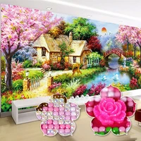5d diy full diamond embroidery cottage house home decor for living room landscape new special shaped diamond painting 60 colors