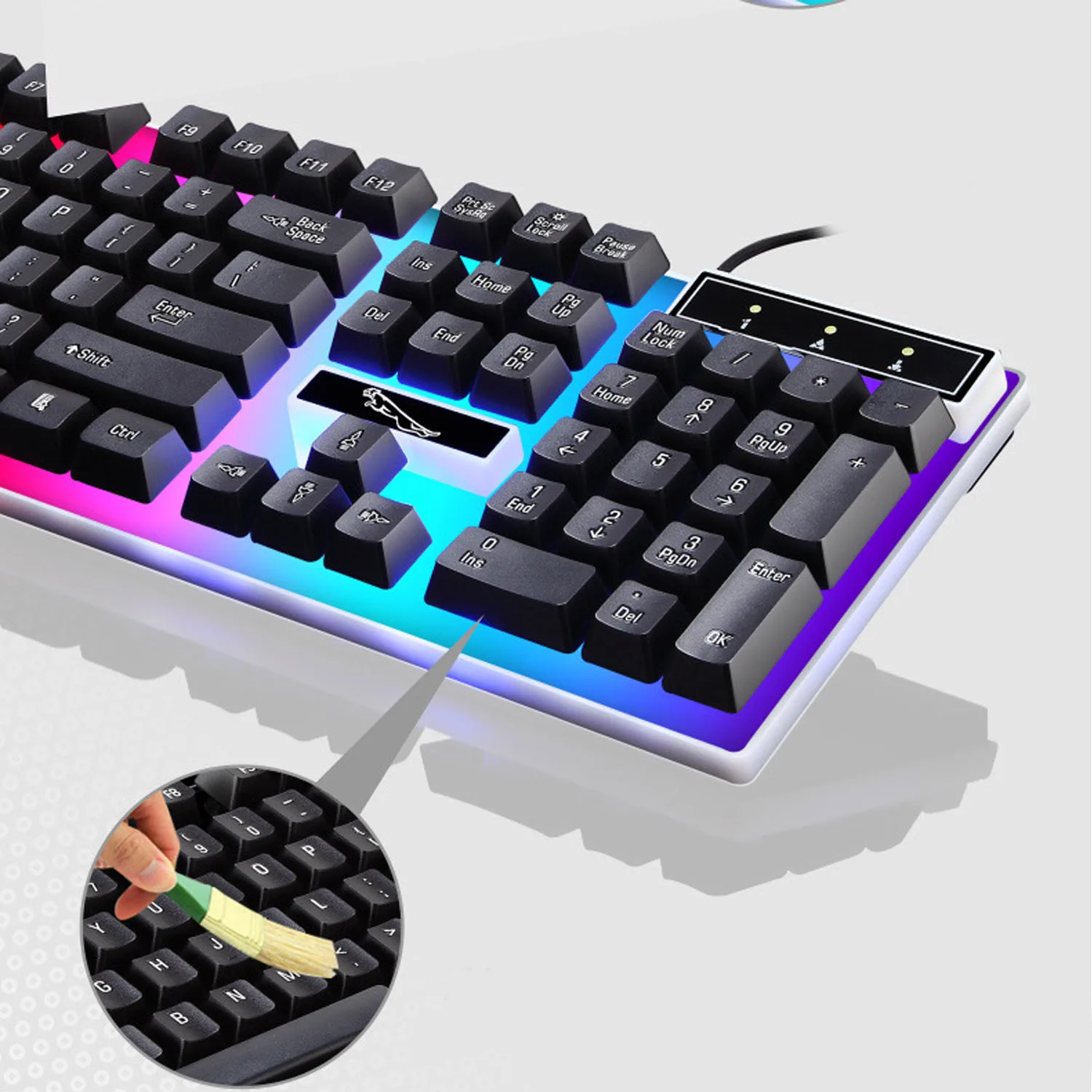 Elisona игровая механическая клавиатура с подсветкой 104 клавиш USB Проводная мышь