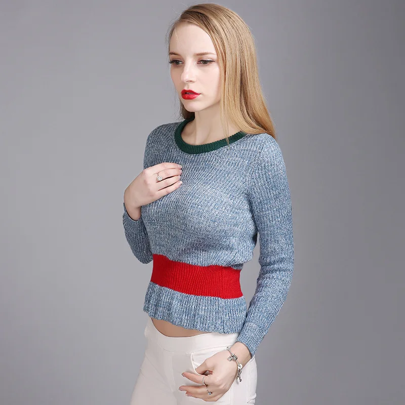 Вязание Свитер Женщин 2017 Шить Полный Рукавом Плюс Размер Пуловеры | Женская