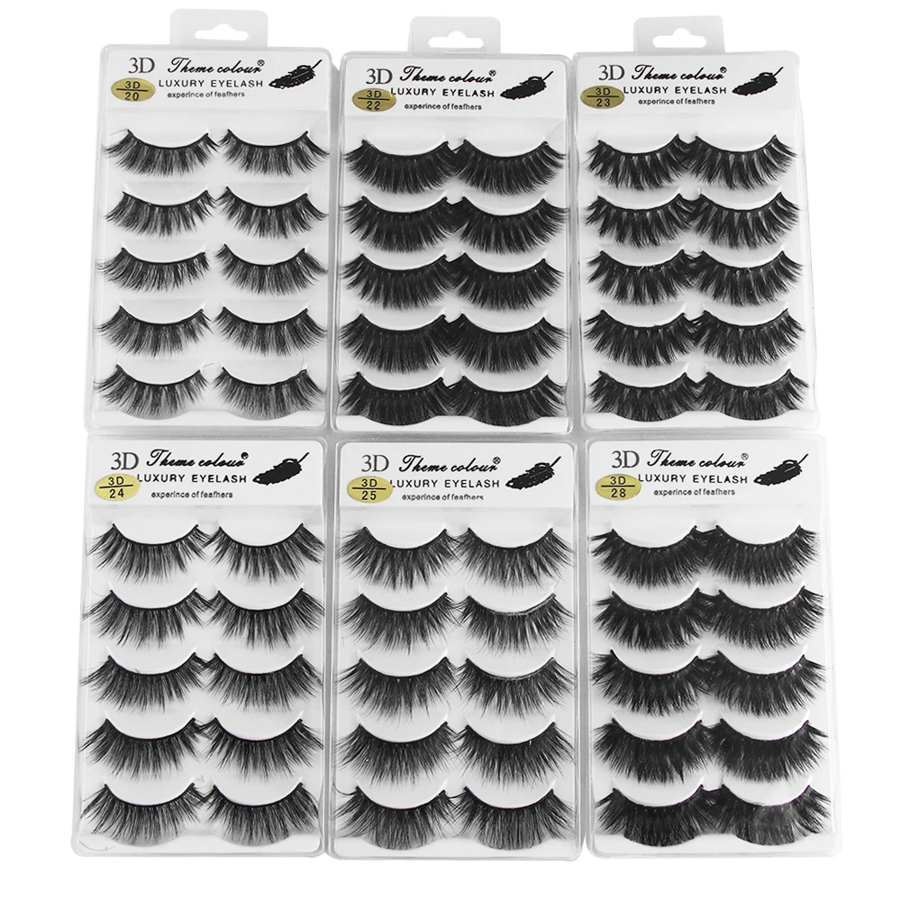 5 Pairs 3D Mink Hair False Eyelashes Thick Natural Cross Long Lashes Fluffy Fake Eye Extension Beauty Makeup Tools | Красота и