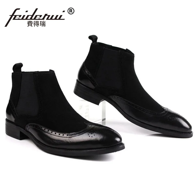 Винтажные Брендовые мужские оксфорды с перфорацией дизайнерские замшевые