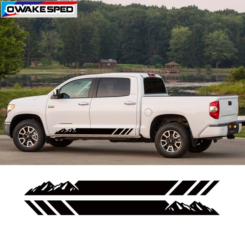 

Наклейка на дверь и боковую юбку автомобиля для Toyota Tundra, горные спортивные полосы, декор для багажника, виниловые наклейки, внешние аксессуа...