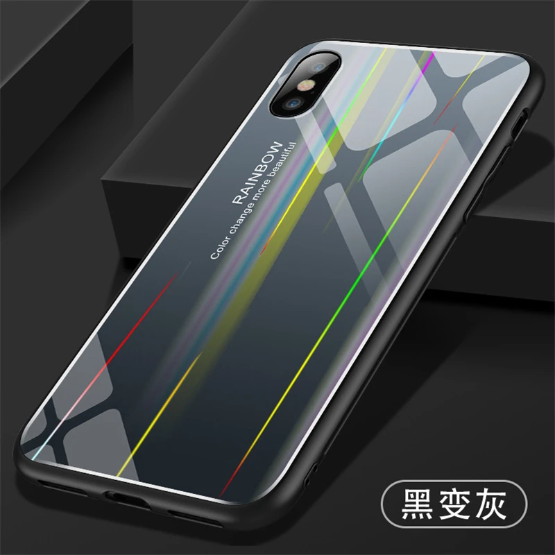 Модный Радужный чехол для Apple iPhone X XS Max XR 8 7 6 Plus цветной из закаленного стекла 6S |
