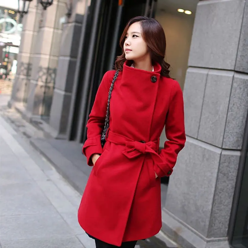 Красный Nicesense дизайнерское женское осеннее пальто abrigos mujer invierno зимнее пальто женское манто femme hiver casaco красное теплое пальто - Цвет: Красный
