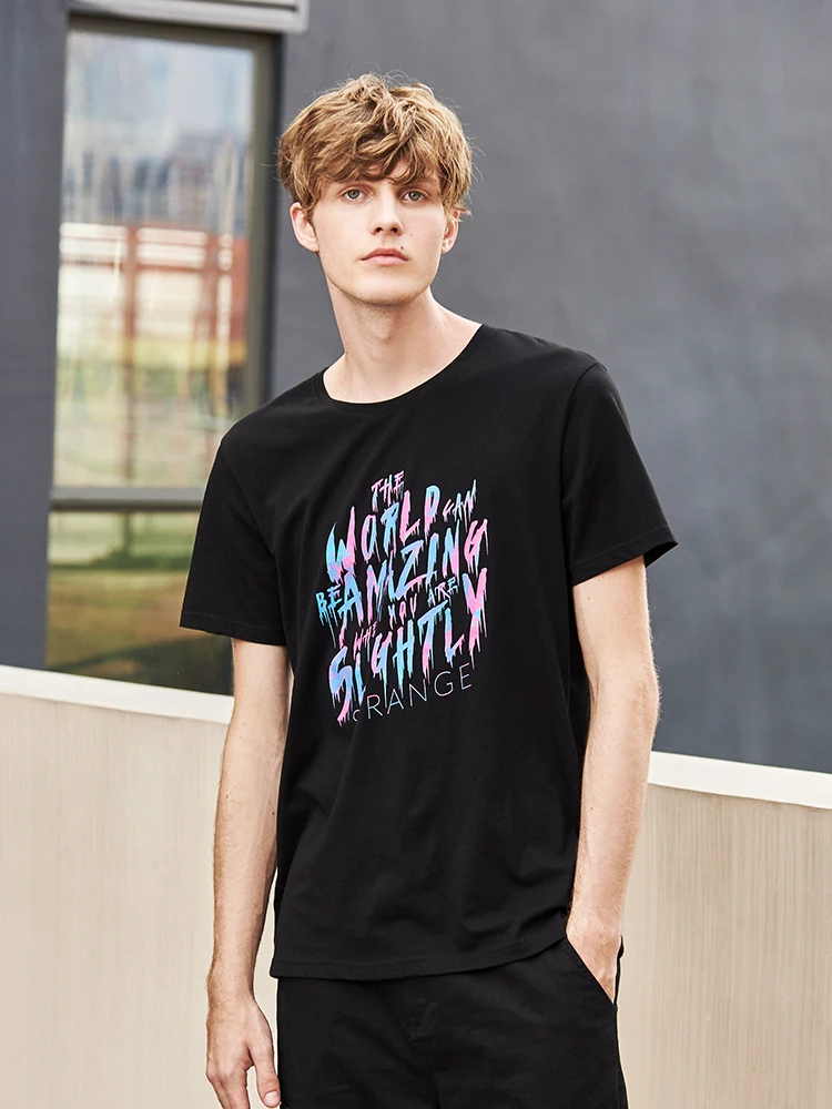 Pioneer Camp Summer Men T Shirt Solid Color and funny Print Male Casual Tshirt short sleeveT-shirt ADT902155 | Мужская одежда