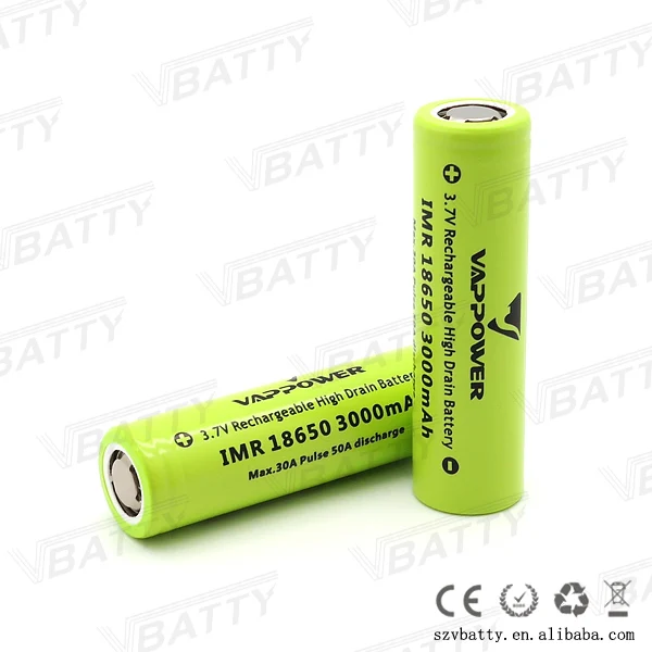 Vappower IMR 18650 3000 мАч 30A 3 7 В перезаряжаемый литий ионный аккумулятор с высоким