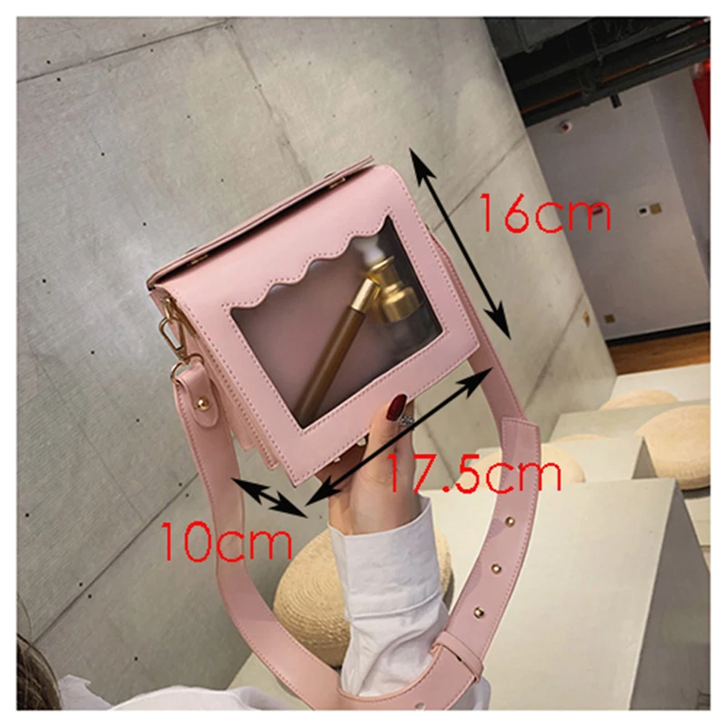 PU Leather Transparent Magnetic Buckle Cover Women's Crossbody Bag Female Messenger Girls Clear Black Borse Da Donna | Багаж и сумки