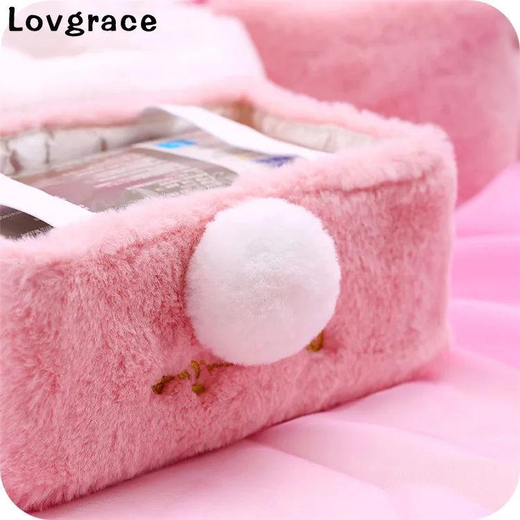 Lovgrace сладкий Луки жемчуг розовый кролик длинное ухо коробка для салфеток Держатель Servilletero раздатчик салфеток контейнер салфетка домашний Декор автомобиля