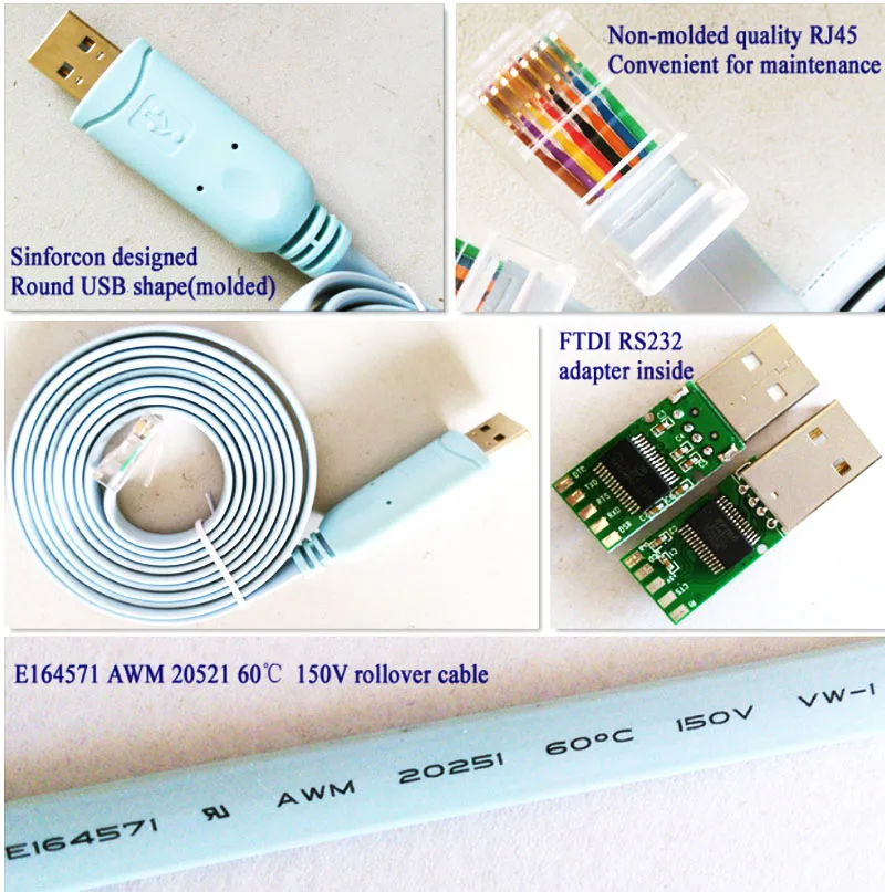 FTDI USB RS232 Serial COM port to RJ45 Male Console Cable Rollover for Cisco Routers 1.8m | Компьютеры и офис