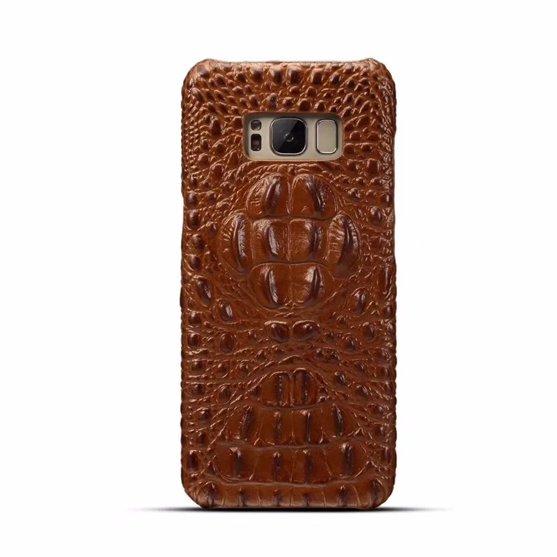 brown Чехол OUJINUO из натуральной кожи с узором «крокодиловая кожа» для samsung Galaxy S8 Plus S8plus Note 8, роскошная крутая задняя крышка, чехол для телефона - Цвет: brown