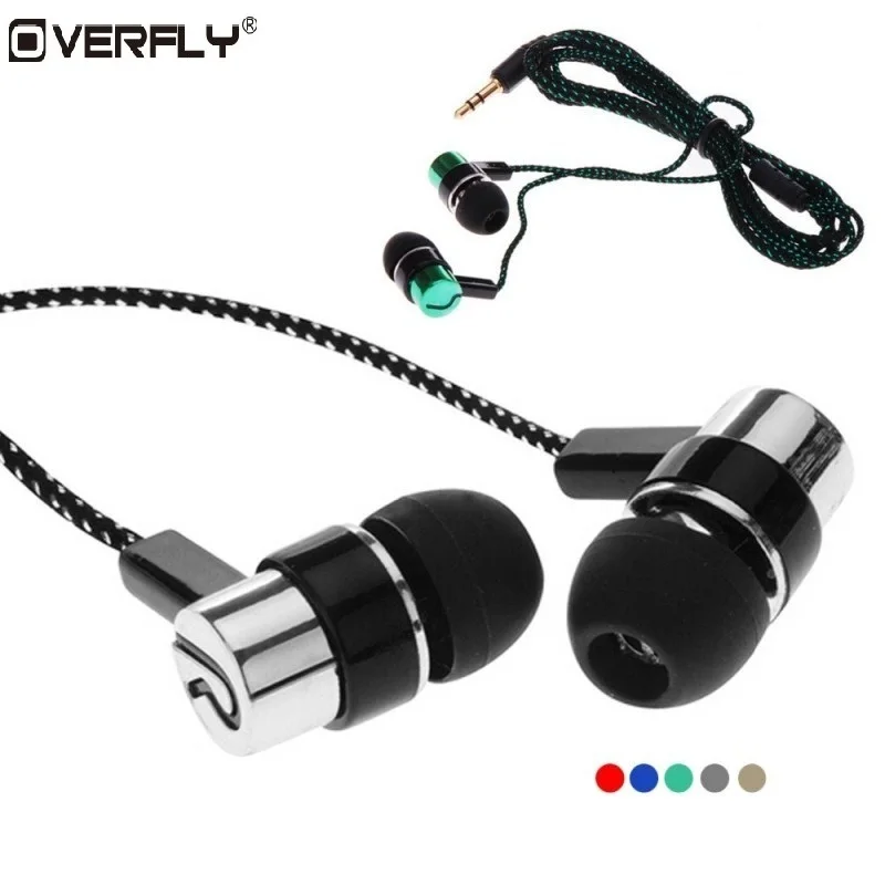 Overfly 3 5 мм вакуумные наушники проводные оплетка проводной наушник гарнитура для