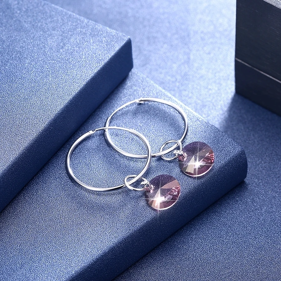 Серьги-капли Malanda с круглыми кристаллами от Swarovski, 925 пробы серебряные серьги для пирсинга, висячие серьги для женщин, свадебные ювелирные изделия