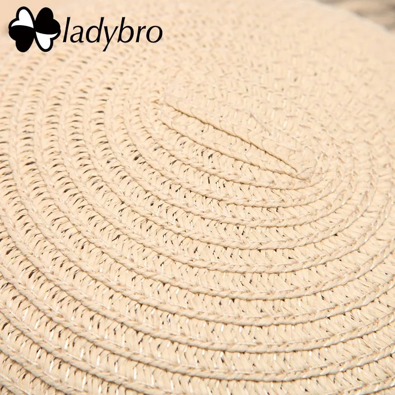 Ladybro Summer Women Sun Hat Wide Brim Beach For Female Elegant Party Vintage Floppy Ladies Vacation Sequins Straw | Аксессуары для