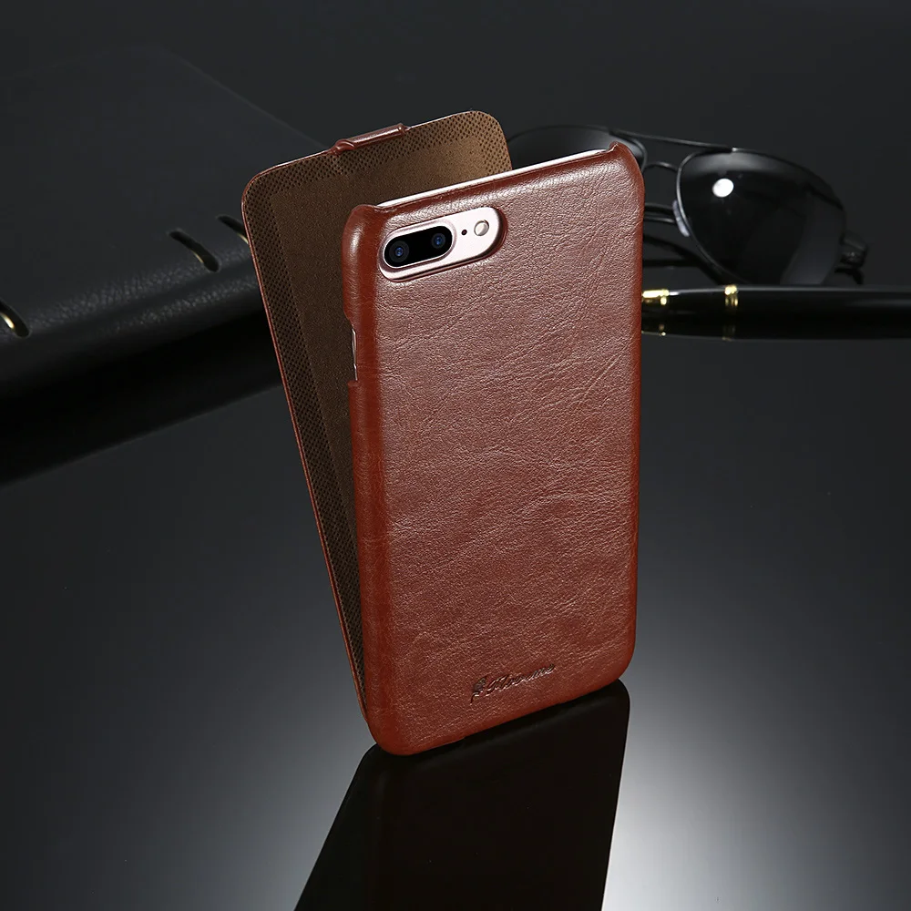 FLOVEME для iPhone 7 6 S Plus Вертикальный кожаный чехол Apple Coque гладкая кожа с логотипом