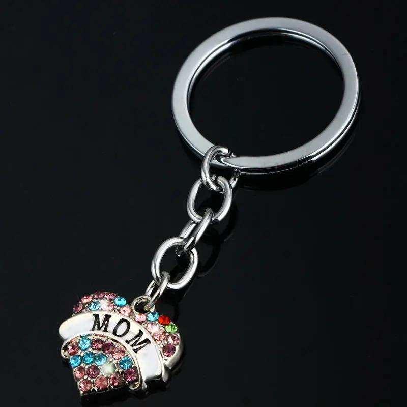 Брелок для ключей с кристаллами в виде сердца мамы Наны племянницы тети сестры -