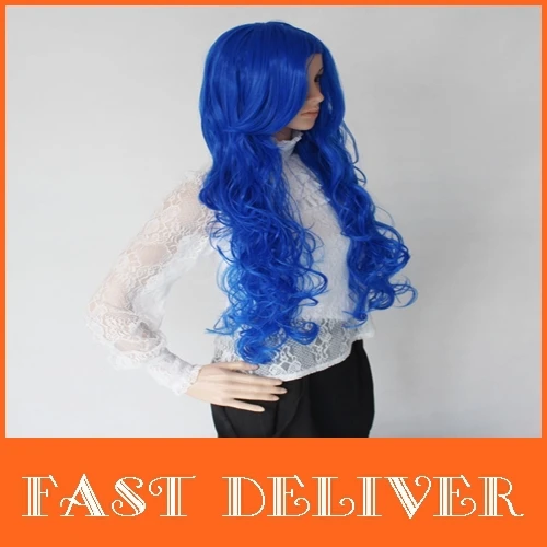 Free Shipping2013 New Arrival Big Wave Long Curlys Neat Bule Wig Burgundy Cosplay Party Synthetic Hair High Quality CM-A0003 |