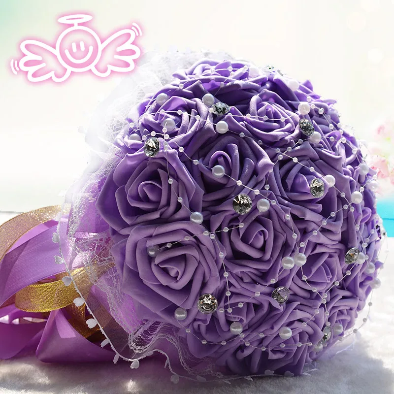 

18 flowers purple bride bouquet Cartoon bouquet of wedding gift cheap wedding flowers wholesale D194
