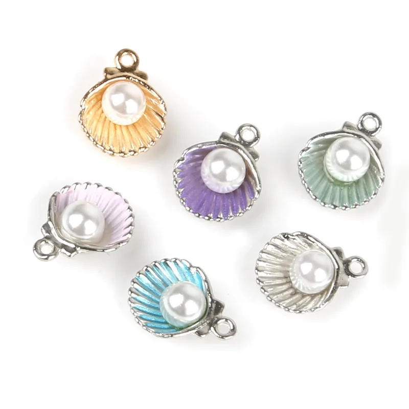 10-12pcs 11x15mm Alloy Metal Mixed Color Shell Charms Drop Oil Pendant for DIY Handmade Earring Necklace Bracelet Jewelry Making | Украшения