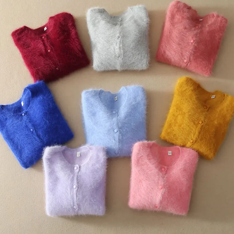 2019 New Styles Cardigan Female Long 100% Genuine Mink Cashmere Fluffy Sweater Solid Color Autumn Winter Women Cardigans Coat |