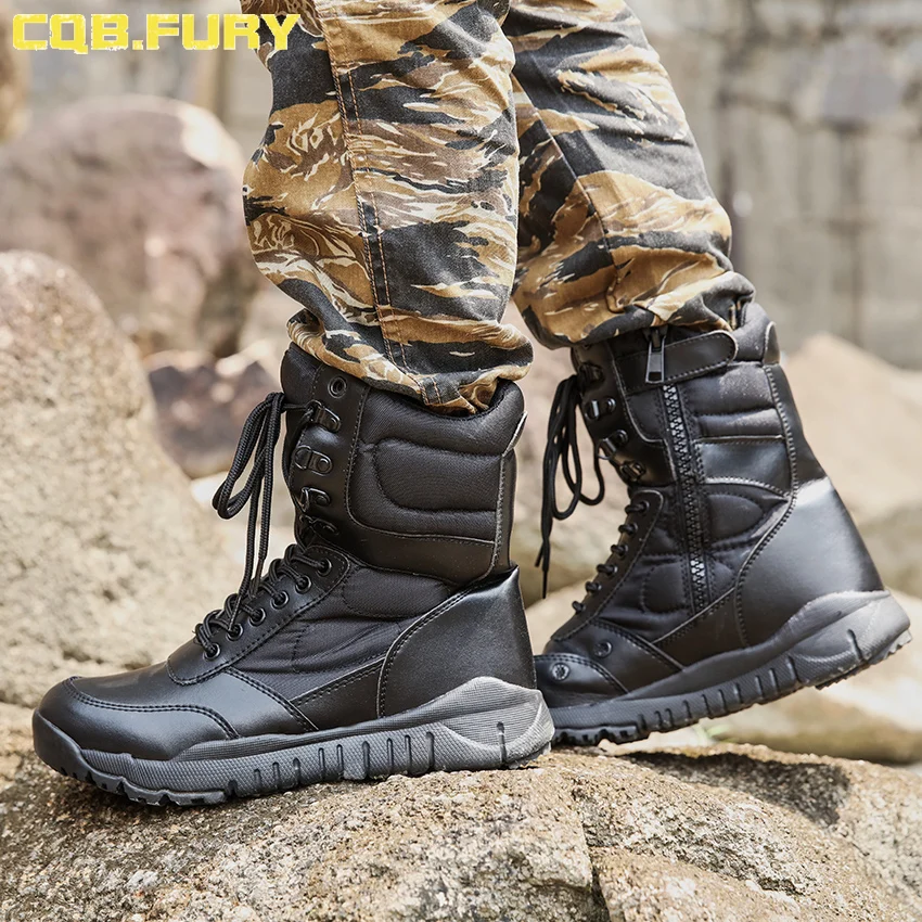CQB. FURY/Новинка 2018 года мужские тактические военные ботинки черные носки на молнии