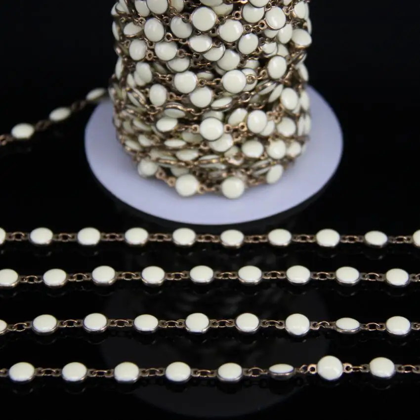 Круглая медная цепь 6 мм с круглыми шариками желтым стеклом | Украшения и