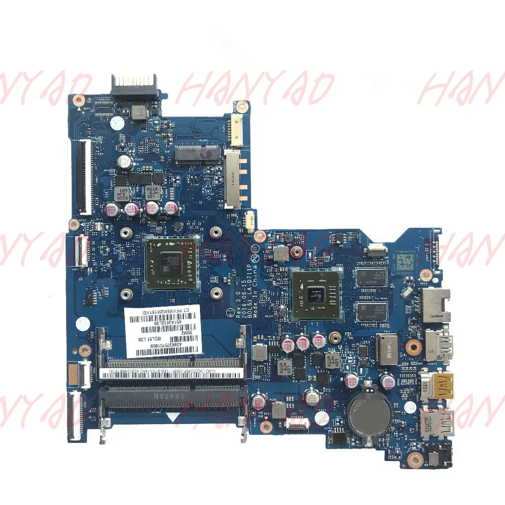 Материнская плата для ноутбука HP 15-BA серии 860340-001 с A8 CPU BDL51 LA-D711P R5 M3302GB GPU 100%