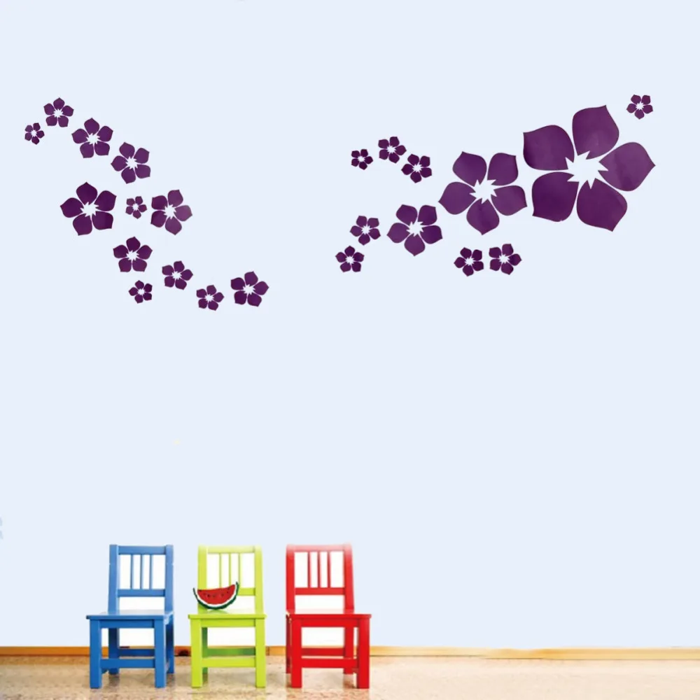 Темно фиолетовый цветочный узор переводная наклейка из ПВХ настенный стикер для