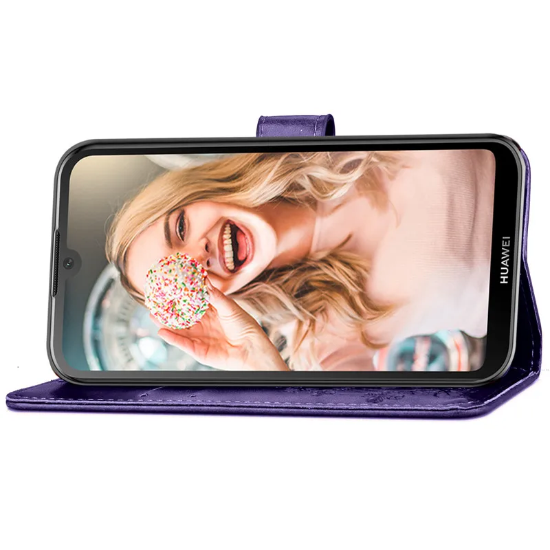 Флип чехол для Huawei Y5 2019 Роскошный кошелек из искусственной кожи задняя крышка