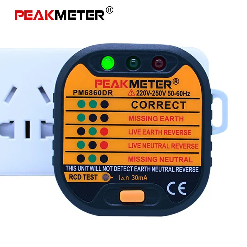 PEAKMETER PM6860 тестер гнезда 230 В с GFCI RCD автоматический детектор диагностики