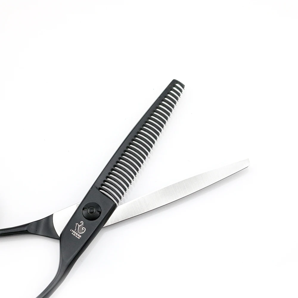 Ножницы для волос 6 дюймов Черные ножницы Z зубцы лезвие бритвы Сгибаемая ручка FT1