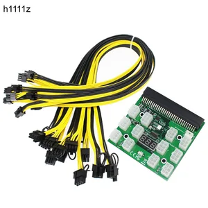12PCS GPU 60CM 6Pin PCI-E Male to 6 + 2 Pin Male Power Cable + 1PCS 12V 12 Port 6Pin 1200W DPS-1200FB-A коммутационная плата для майнинга