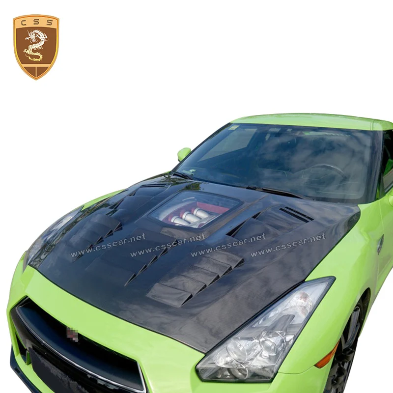 Углеродное волокно R35 крышка капота углерода со стеклом двигателя для Nissan GTR 2008 2016