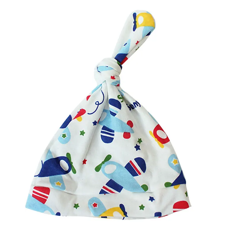 1pcs Baby Hats cotton Knotted Cartoon Printed and Caps For 0-24 Months Newborn Accessories | Детская одежда и обувь