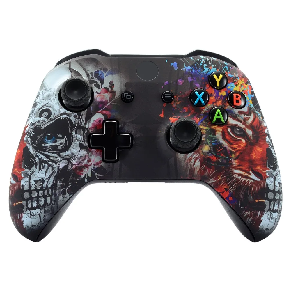 

eXtremeRate Tiger Skull Soft Touch Faceplate Cover Front Housing Shell Case for Xbox One S & for Xbox One X Controller