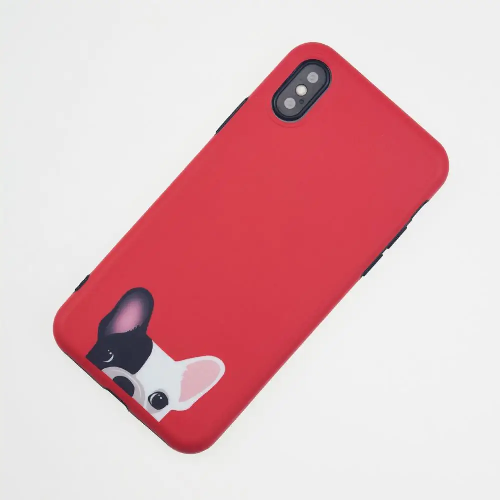 FACEVER милые французские чехлы для телефонов с бульдогом для IPhone X 10 6 6s 7 8 Plus Kawaii Dogs матовый Силиконовый чехол с защитой от отпечатков пальцев - Цвет: Красный