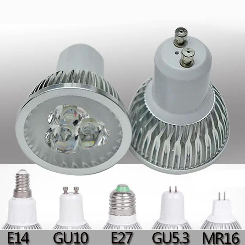 

5 pieces 9W 12W 15W led spotlight GU10 110V 220V aluminum lamp free shipping GU5.3 E27 Yellow Red Green Blue LED bulb lamp