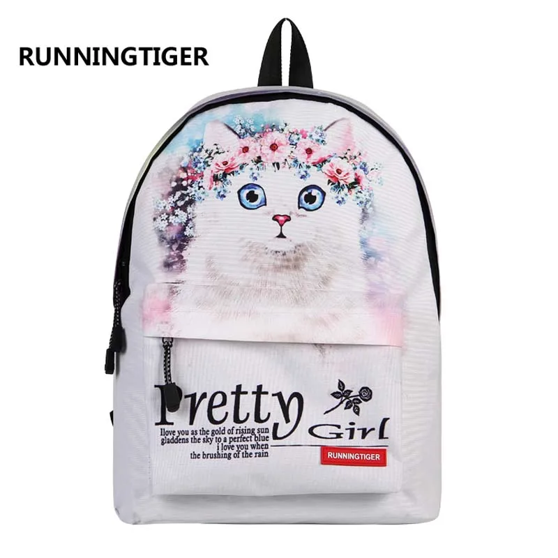 RUNNINGTIGER 3D рюкзак с животным принтом женские сумки на плечо модный для девочек